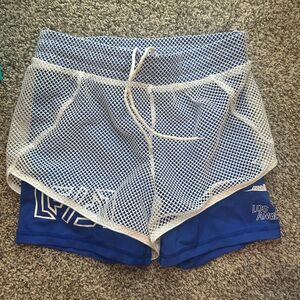 Blue and White Mesh Women's Shorts